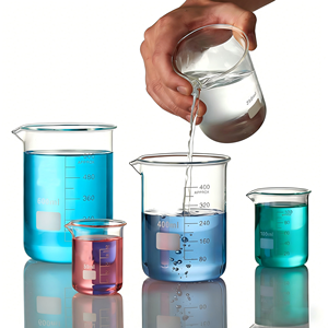 Juego de Vasos Graduados de Vidrio Borosilicato de 100ml, 250ml, 500ml, 800ml y 1000ml, Equipo de Laboratorio - Product Image 1