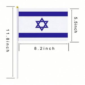 Banderas Miniatura de Israel Personalizadas de Poliéster al por Mayor, Banderas Pequeñas de Mano con Asta para Decoración - Product Image 1