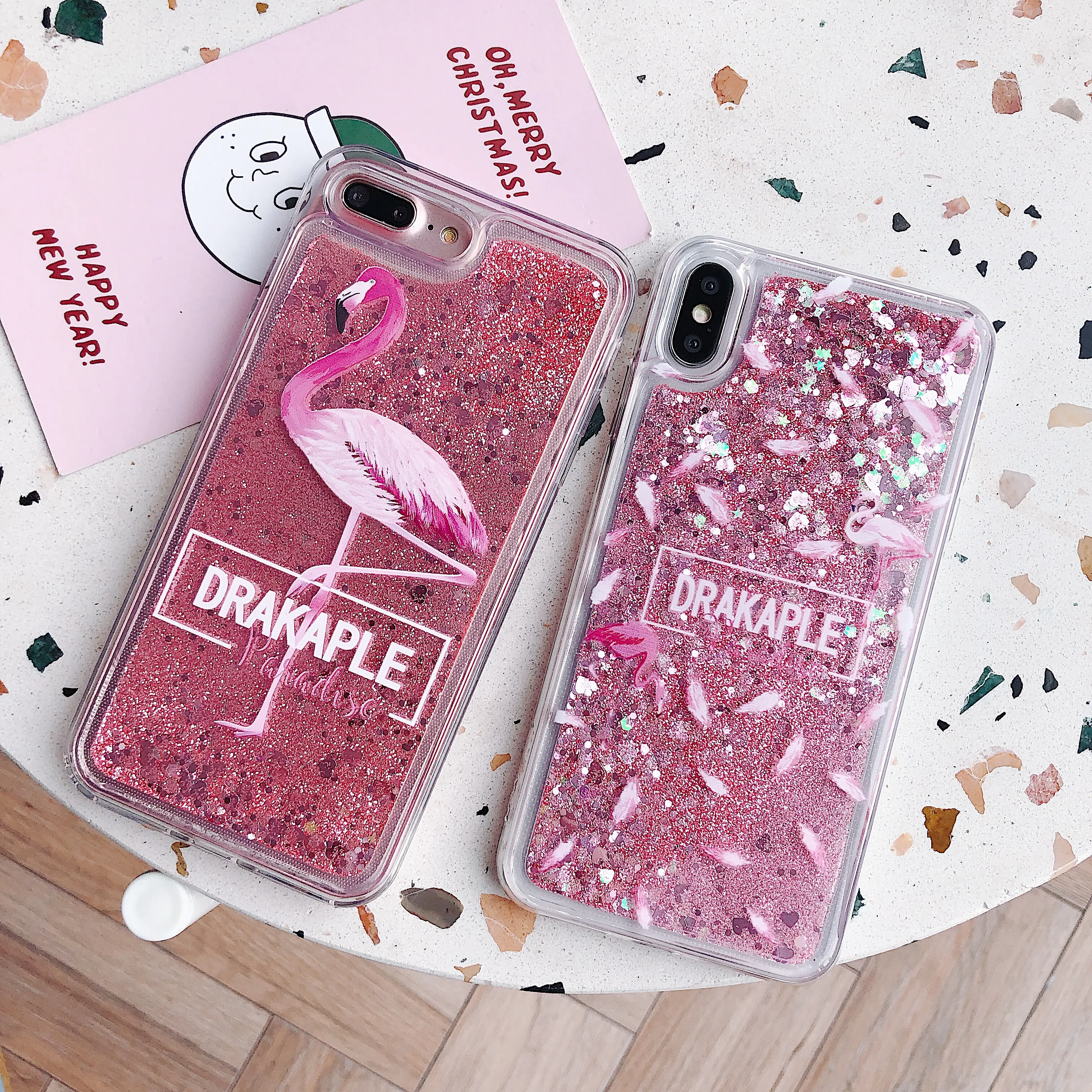 Girl Glitter Liquid Case For iPhone 11 11 Pro Max, Lovely Flamingo Pattern Soft Tpu Phone Case for iPhone 5 6 7 8 Plus Xr Xs Max