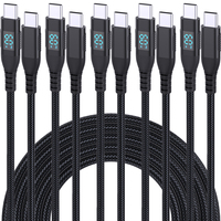 Kabel USB C ke USB C 100W dengan Layar LED Digital, Pengisian Cepat PD, Transfer Data 480Mbps, Kabel Tipe C Berbahan Nilon Kepang, 1M 2M 3M