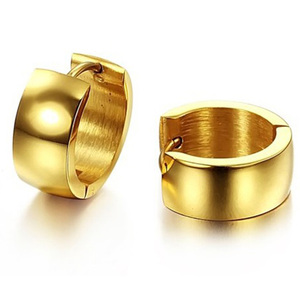 EKE072 <span class=keywords><strong>Orecchini</strong></span> a Cerchio Spessi in Acciaio Inossidabile 18k Placcato Oro, Stile Dubai, Incisione Personalizzabile, Ottima Offerta - Product Image 1