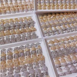 Luxury Gold Plated <b>Ring</b> Cz Full Zircon Mix Bulk Gemstone Opening <b>Adjustable</b> <b>Ring</b> Luxury Micro-Inlaid Irregular Zircon Joint <b>Ring</b> - Product Image 2