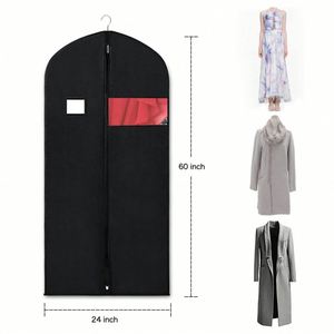 Brand New Non-woven Fabric Dust <b>Cover</b> with Transparent <b>Window</b> Foldable Suit <b>Cover</b> Custom Dust Bags Luxury Garment Bag with logo - Product Image 3