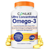 Huile de poisson oméga-3 avancée 1135 mg, triple concentration pour la santé cardiaque et le soutien du système immunitaire, capsules premium EPA DHA, 60 unités