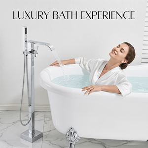Robinet de <span class=keywords><strong>baignoire</strong></span> autoportant à poser au sol avec douchette à main, ensemble de <span class=keywords><strong>douche</strong></span> <span class=keywords><strong>en</strong></span> acier inoxydable, finition or brossé, vente chaude - Product Image 5