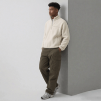 Sweat-shirt à capuche léger en laine pour homme, col zippé, style décontracté, idéal pour l'hiver et les activités de plein air, avec doublure polaire Sherpa, manches longues, modèle pull-over.