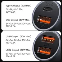Chargeur de voiture Baseus Charge rapide 60W USB Type C ,QC 4.0 PD 3.0 Chargeur de voiture à charge rapide pour iP 13 12 Pro Max Xiaomi Samsung