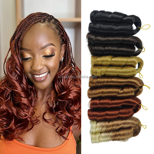 Extensions de <span class=keywords><strong>cheveux</strong></span> synthétiques 150g, ondulations lâches, boucles en spirale, tresses au crochet, <span class=keywords><strong>cheveux</strong></span> soyeux, boucles françaises pour tressage - Product Image 1