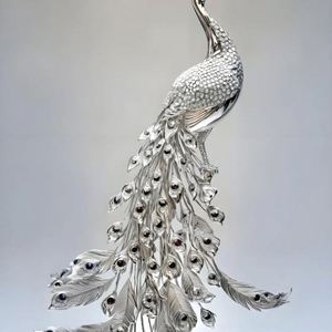 Escultura de Pavo Real con Cola de Abanico, Elegante y Personalizada, con Detalles Incrustados, Decoración de Lujo en Acero Inoxidable - Product Image 5