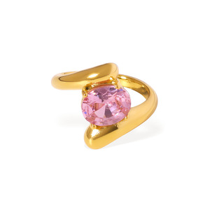2026 Luxury 18K Gold Plated Stainless Steel Colorful Zircon <b>Ring</b> for Women Irregular Fluid Design Chunky <b>Statement</b> <b>Ring</b> - Product Image 4