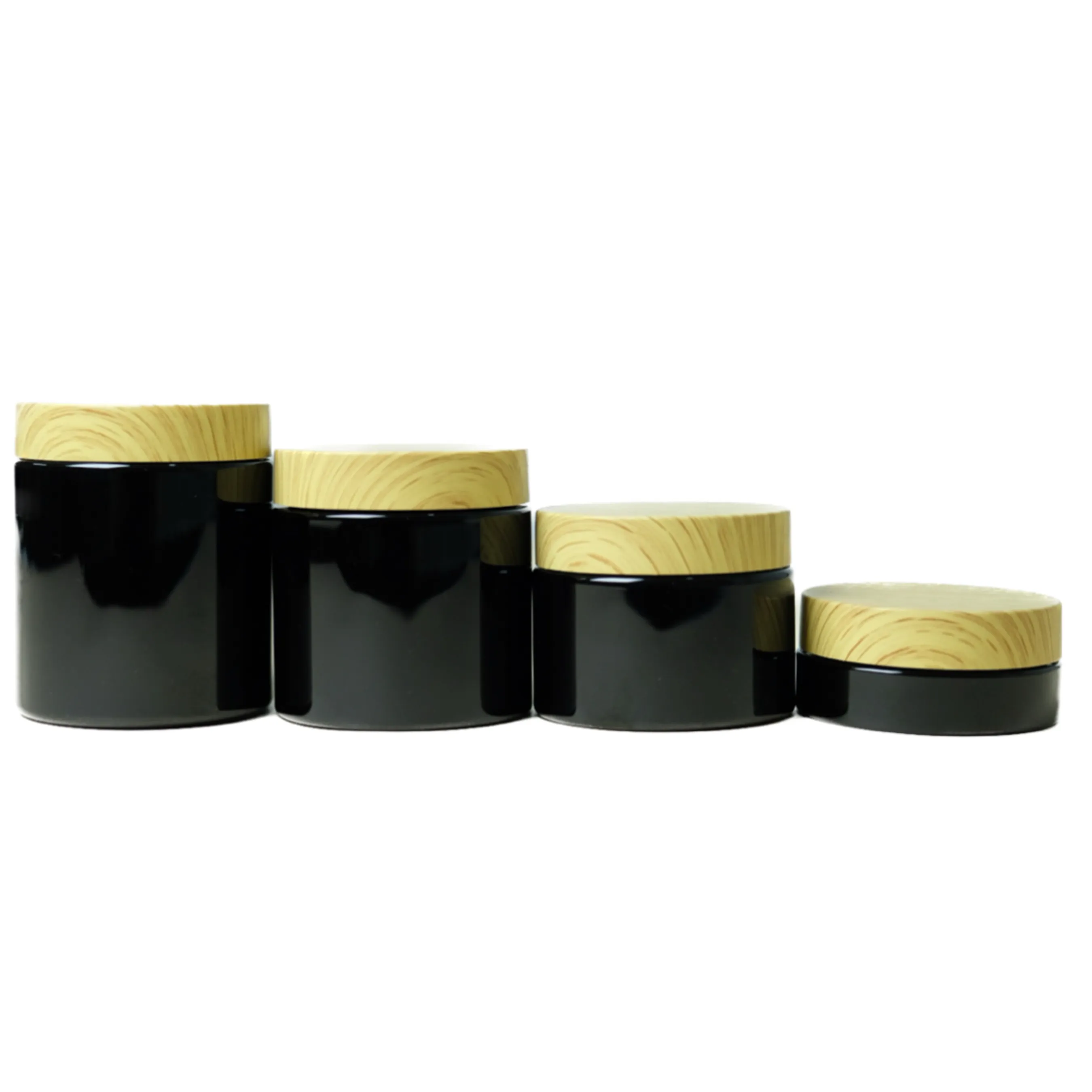 Water Transfer Printing Black PET Plastic Cream Jar