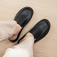 Chaussures plates confortables pour hommes, style rétro, motif crocodile, en cuir semi-lisse, à bout large, type mule, pour l'extérieur
