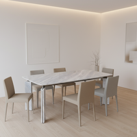 Table à manger moderne de haute qualité en acier inoxydable et marbre naturel pour 6 personnes, meubles de salle à manger, fabrication OEM