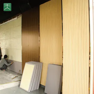 TianGe Factory high nrc wall and ceiling decorative wooden timber grooved acoustic panel