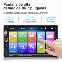 Radio de Coche 2 Din con Pantalla Táctil de 7 Pulgadas, Espejo, Enlace Multimedia, Reproductor de Video MP5, Bluetooth, FM, USB/AUX