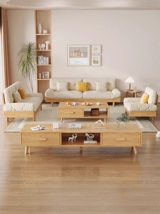 Sofá Seccional Moderno Nórdico de Madera Maciza en Forma de L, Tapizado en Tela, con Chaise Longue para Sala de Estar - Product Image 3