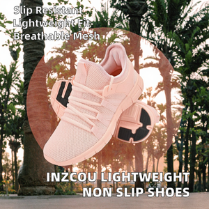 INZCOU Zapatillas Deportivas con Cordones, Ligeras, Antideslizantes, Transpirables, para Gimnasio, Entrenamiento, Caminar, Color Rosa, Talla 8 para Mujer - Product Image 2