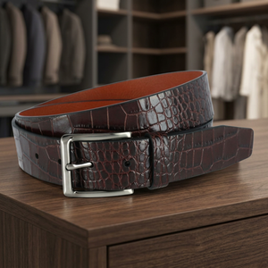 Ceinture unisexe personnalisée en cuir de vache véritable peint, avec boucle carrée en acier massif, style vintage, imperméable, BS INTERNATIONAL, 3,8 cm - Product Image 1