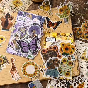 100 unids/bolsa Paquete de pegatinas Retro estéticas <span class=keywords><strong>para</strong></span> álbum de recortes Vintage mariposa diario suministros <span class=keywords><strong>para</strong></span> álbum de recortes pegatinas de papel flores - Product Image 1