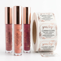 Étiquettes personnalisées transparentes pour gloss à lèvres, autocollants cosmétiques en vinyle imperméables, rouleaux d'étiquettes pour gloss à lèvres avec logo privé