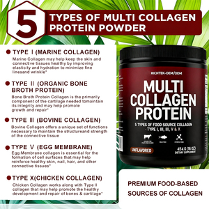 Hersteller <span class=keywords><strong>OEM</strong></span> ODM Kundenspezifisches Heißes Angebot Nahrungsergänzung Halal Kollagenpulver Multikollagenpeptide Pulver - Product Image 4