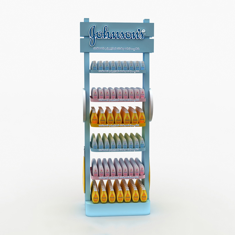 Wooden Display Stand for Moisturizing Lotion and Shower Gel Skin Care Products for Supermarkets and Large Shopping Malls — view 2
