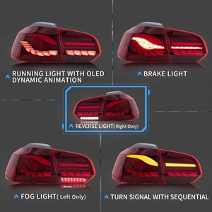 VLAND Nouveau Golf <span class=keywords><strong>6</strong></span> MK6 2010-2014 (SAUF Cabrio/GTI/Convertible) avec clignotants séquentiels ambrés et feux arrière OLED 3D - Product Image 4
