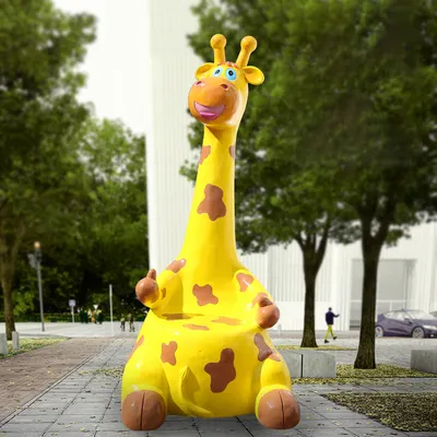 Unterstützung maßge schneiderte lebensgroße Harz Glasfaser Tier Giraffe Sitzbank Stuhl Statue zum Verkauf