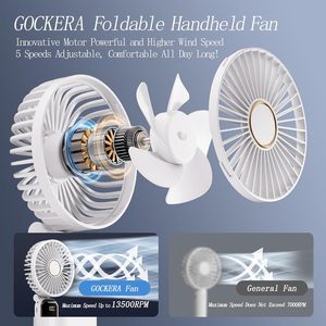Factory Wholesale 5-Speed Portable Foldable Handheld Mini <b>Fan</b> 1200mAh USB Charging Brushless Motor <b>Remote</b> <b>Control</b> Household - Product Image 2