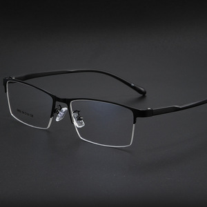 Montures de lunettes rectangulaires en métal ultralégères pour hommes 3962, monture large, verres en plastique, pont moyen, lunettes optiques - Product Image 5