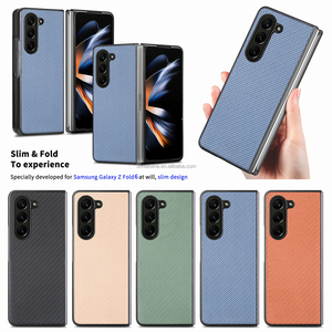 Nouvelle coque de téléphone portable en cuir PU avec charge sans fil magnétique, durable, en fibre de carbone, pour <span class=keywords><strong>Samsung</strong></span> Galaxy Fold 5/6, 2024 - Product Image 3