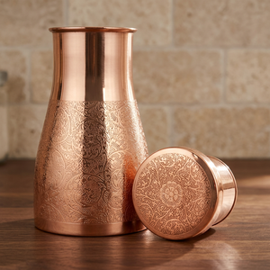 Vaisselle traditionnelle chinoise en cuivre avec couvercle, motif décoratif gravé - Product Image 6