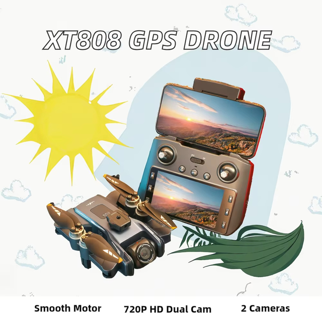 XT808 Beginner Drone with Display Screen Remote Control Foldable Quadcopter RC Helicopter Obstacle Avoidance Optical Flow