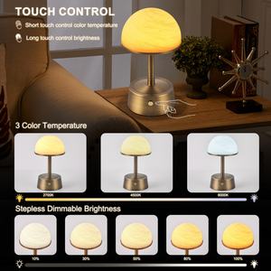 Lámpara de Mesa Nórdica de Alabastro con Batería Integrada de Alta Capacidad de 5000 mAh, Lámparas de Noche Recargables para el Dormitorio - Product Image 5