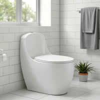 WC monobloc en céramique à fixation au sol avec abattant à fermeture douce, idéal pour hôtels et vente en gros (OEM)