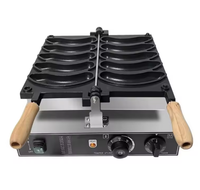 Nouvelle conception, gaufrier commercial antiadhésif 5 pièces en forme de banane, machine à mini-gaufres au gaz commerciale personnalisée en forme de banane
