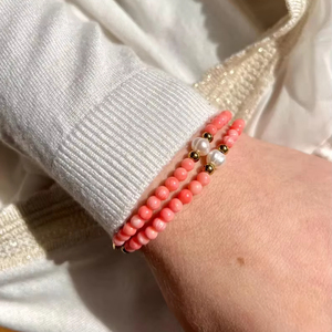 Pulsera De Rosario Católico con cuentas de coral rosa de 4mm para regalo del Día de la madre, pulsera de primera comunión de <span class=keywords><strong>bautizo</strong></span> - Product Image 3