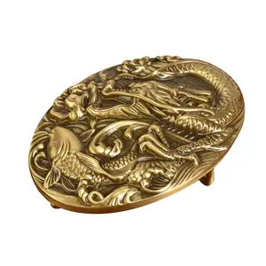 Deepeel yk018 39mm diy hardware craft leather material accessories dragon smooth head metal belt buckle