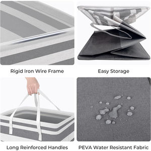 Panier à linge pliable en tissu Oxford imperméable CF avec poignée en aluminium pour buanderie et salle de bain - Product Image 2