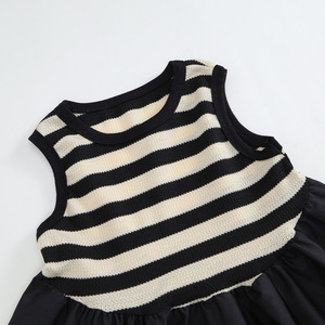 Vestito Estivo a Righe Bianche e Nere Senza Maniche per Bambine, Abito Smancato per Bambine Piccole - Ingrosso Fabbrica - Product Image 4