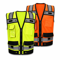 Gilet de sécurité réfléchissant haute visibilité OEM ODM, gilet de travail personnalisé avec fermeture éclair et plusieurs poches pour la construction, la circulation et les EPI