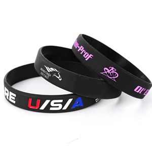 개인화 된 얇은 방수 친환경 부드러운 실리콘 여러 가지 빛깔의 농구 이벤트 체육관 화면 인쇄 사용자 정의 팔찌 - Product Image 3
