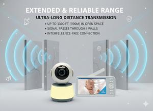 Monitor de Bebé Inalámbrico KT-544W con Pantalla IPS de 5 Pulgadas, Modo Dual de 2.4GHz WiFi, Audio Bidireccional, Video, Aplicación Tuya, Cámara PTZ de 1080P con Seguimiento Automático por IA - Product Image 6