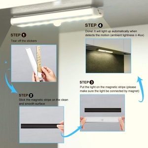 ไฟกลางคืนแบบไร้สาย EGH 20LED แสงวอร์มไวท์ ชาร์จผ่าน USB พร้อมเซ็นเซอร์ตรวจจับความเคลื่อนไหว PIR สำหรับตู้อลูมิเนียมทันสมัย เหมาะสำหรับห้องนั่งเล่น DIY - Product Image 4