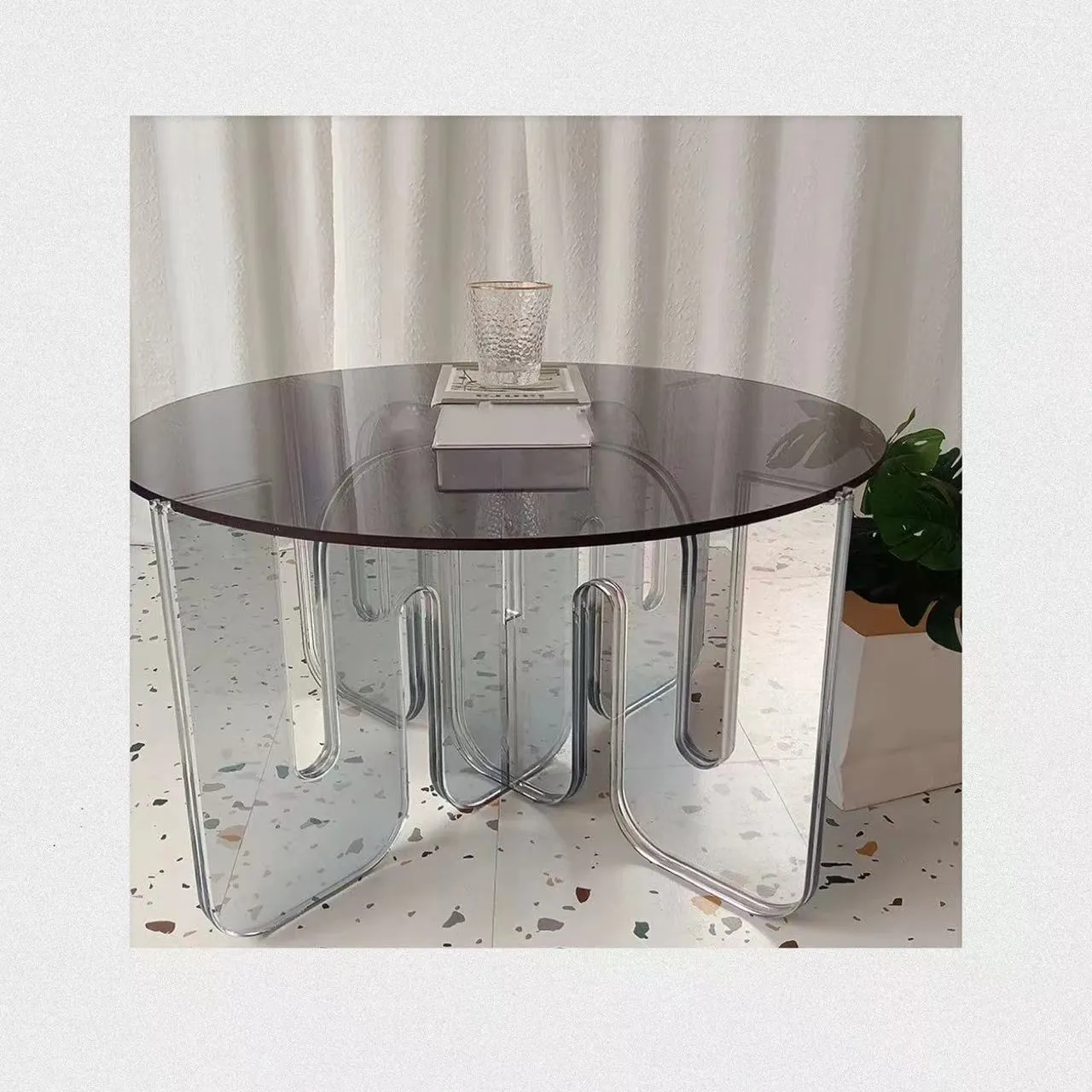 Moderne Hoge Kwaliteit Acryl Ronde Bijzettafel Eettafels Console Tafel Spiegel Acryl Kleurrijk Koffiebureau