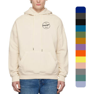 Sudadera con capucha clásica con cordón y hombros caídos para hombre, parches bordados personalizados de algodón y poliéster de Color sólido, impresión al por mayor - Product Image 1