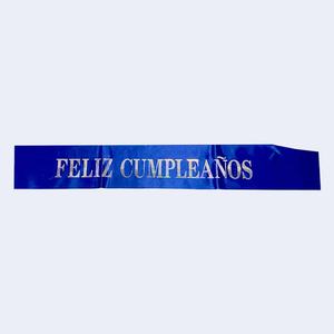 Écharpe d'anniversaire bleue avec lettres irisées, décorations élégantes pour fête, sac de 12 pièces - Product Image 1