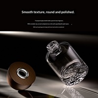 Bouteille diffuseur cylindrique en verre de 120 ml avec bâtonnets en rotin et fleurs séchées – Contenant d'huiles essentielles pour aromathérapie sans flamme