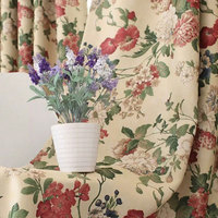 Tela de Cortina Estampada 100% Poliéster, Alta Opacidad, Diseño Floral de Rosas, Color Crema, Venta al Por Mayor