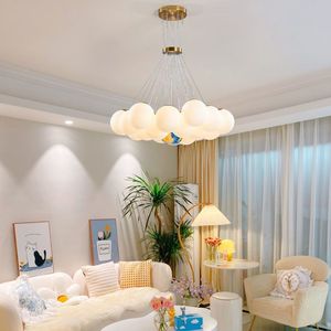 Lampada da salotto moderna in stile crema nordica con pallina a bolle creativa camera da letto decorazione per la casa <span class=keywords><strong>luce</strong></span> a sospensione in vetro luna - Product Image 5